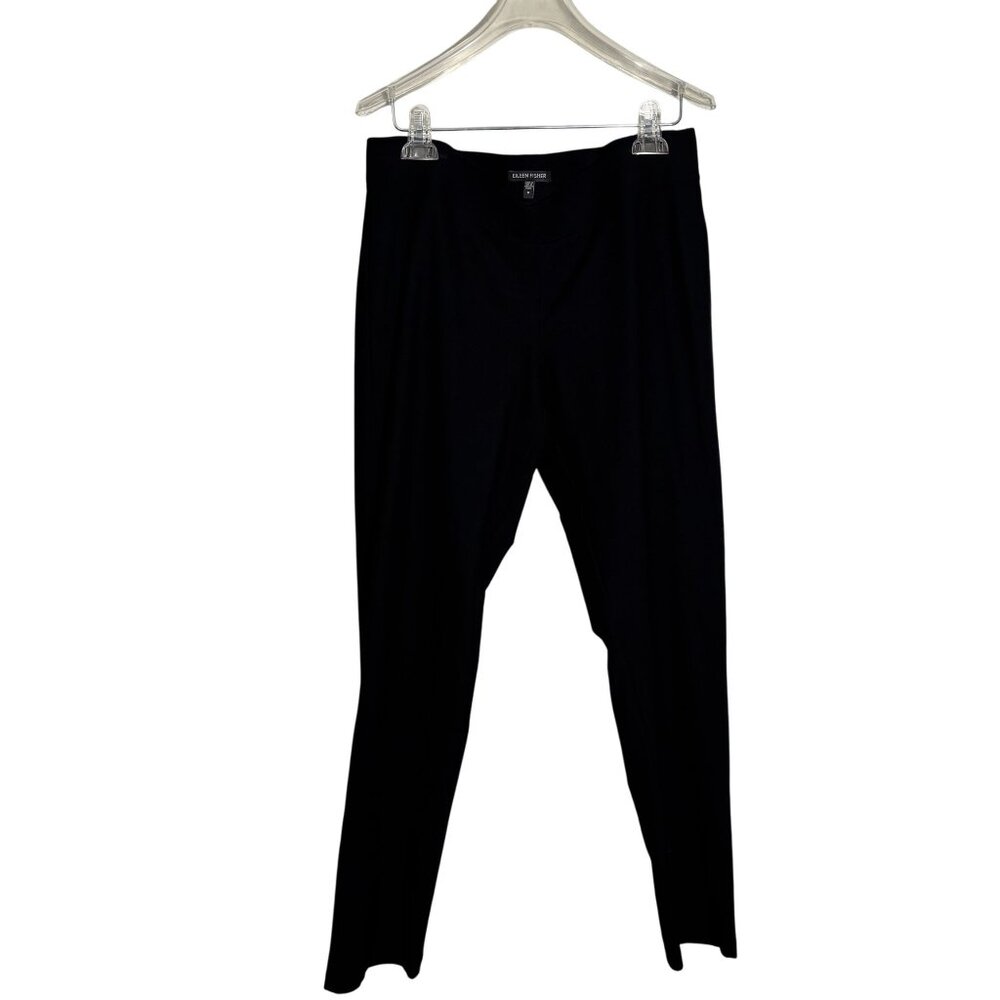 Eileen Fisher Black Slim Fit Pants M 70% Viscose 24% Nylon 6% Spandex